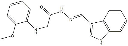 N'-[(E)-1H-indol-3-ylmethylidene]-2-(2-methoxyanilino)acetohydrazide 结构式