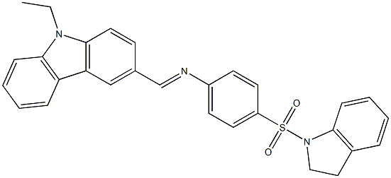 4-(2,3-dihydro-1H-indol-1-ylsulfonyl)-N-[(E)-(9-ethyl-9H-carbazol-3-yl)methylidene]aniline 结构式
