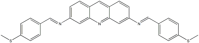 N-{(E)-[4-(methylsulfanyl)phenyl]methylidene}-N-[6-({(E)-[4-(methylsulfanyl)phenyl]methylidene}amino)-3-acridinyl]amine 结构式