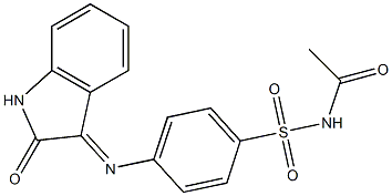 N-acetyl-4-[(2-oxo-1,2-dihydro-3H-indol-3-ylidene)amino]benzenesulfonamide 结构式