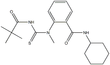 N-cyclohexyl-2-[{[(2,2-dimethylpropanoyl)amino]carbothioyl}(methyl)amino]benzamide 结构式