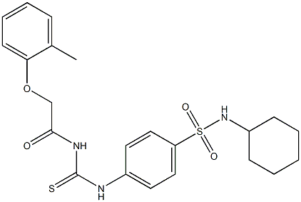 N-cyclohexyl-4-[({[2-(2-methylphenoxy)acetyl]amino}carbothioyl)amino]benzenesulfonamide 结构式