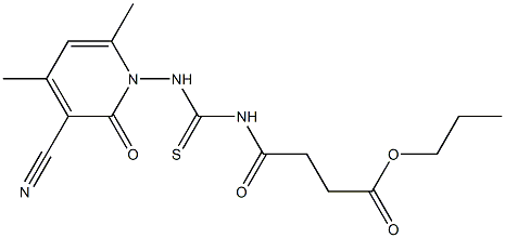 propyl 4-[({[3-cyano-4,6-dimethyl-2-oxo-1(2H)-pyridinyl]amino}carbothioyl)amino]-4-oxobutanoate 结构式