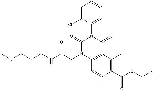 1,2,3,4-Tetrahydro-3-(2-chlorophenyl)-1-[(3-dimethylaminopropyl)aminocarbonylmethyl]-5,7-dimethyl-2,4-dioxoquinazoline-6-carboxylic acid ethyl ester 结构式