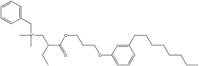 N,N-Dimethyl-N-benzyl-N-[2-[[3-(3-octylphenyloxy)propyl]oxycarbonyl]butyl]aminium 结构式