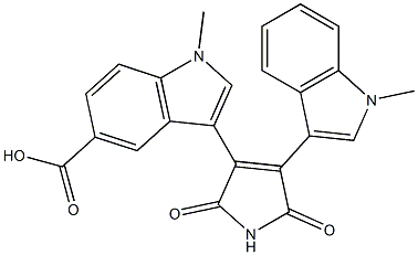 3-[[2,5-Dihydro-4-(1-methyl-1H-indol-3-yl)-2,5-dioxo-1H-pyrrol]-3-yl]-1-methyl-1H-indole-5-carboxylic acid 结构式