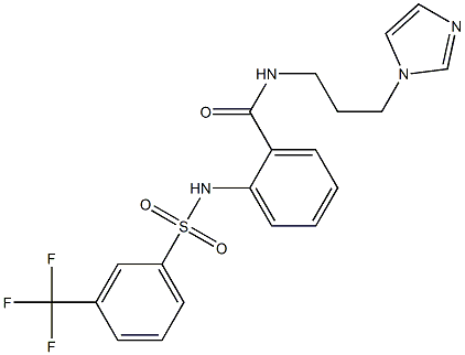 N-[3-(1H-Imidazol-1-yl)propyl]-2-[[[3-(trifluoromethyl)phenyl]sulfonyl]amino]benzamide 结构式