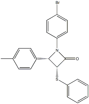 (3R,4S)-4-(p-Methylphenyl)-1-(p-bromophenyl)-3-(phenylthio)azetidin-2-one 结构式