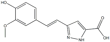 3-[(E)-2-(4-Hydroxy-3-methoxyphenyl)ethenyl]-1H-pyrazole-5-carboxylic acid 结构式