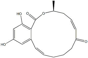 [3S,11E,(-)]-3,4,9,10-Tetrahydro-14,16-dihydroxy-3-methyl-1H-2-benzoxacyclotetradecin-1,7(8H)-dione 结构式