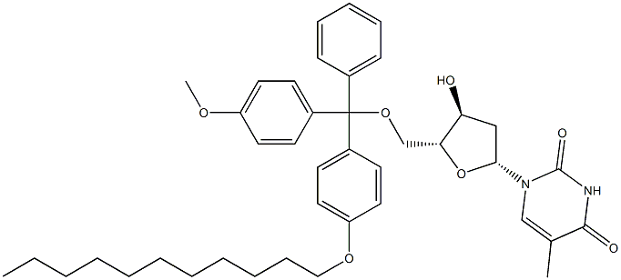 5'-O-[(4-Undecyloxyphenyl)(4-methoxyphenyl)(phenyl)methyl]thymidine 结构式