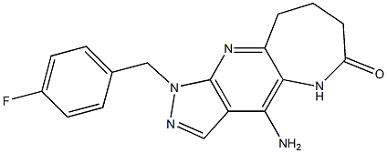 4-Amino-1-(4-fluorobenzyl)-5,7,8,9-tetrahydro-1,2,5,10-tetraazacyclohept[f]inden-6(1H)-one 结构式