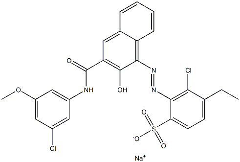 3-Chloro-4-ethyl-2-[[3-[[(3-chloro-5-methoxyphenyl)amino]carbonyl]-2-hydroxy-1-naphtyl]azo]benzenesulfonic acid sodium salt 结构式