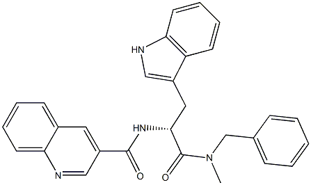 (2R)-3-(1H-Indol-3-yl)-2-(3-quinolinylcarbonylamino)-N-benzyl-N-methylpropanamide 结构式