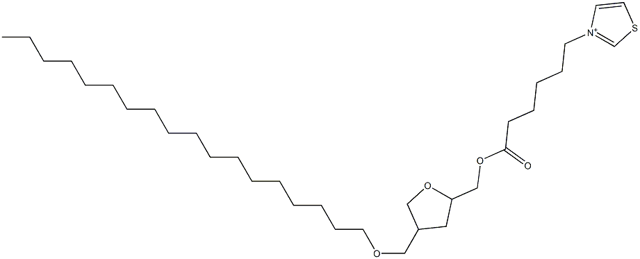 3-[6-[[Tetrahydro-4-octadecyloxymethylfuran]-2-ylmethoxy]-6-oxohexyl]thiazolium 结构式