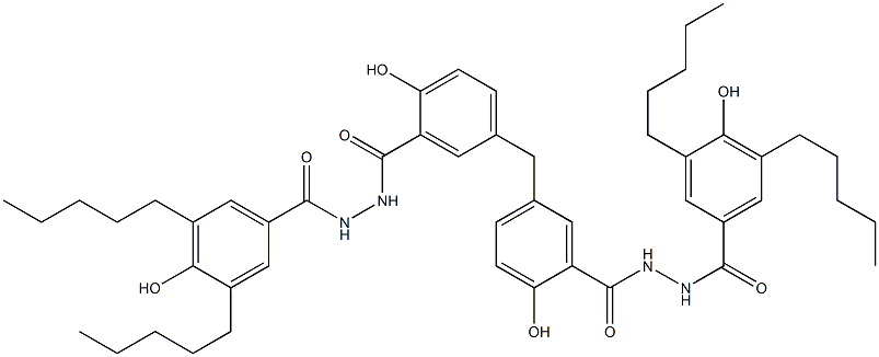 5,5'-Methylenebis[2-hydroxy-N'-(4-hydroxy-3,5-dipentylbenzoyl)benzenecarbohydrazide] 结构式