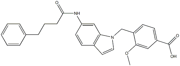 4-[6-(4-Phenylbutyrylamino)-1H-indol-1-ylmethyl]-3-methoxybenzoic acid 结构式