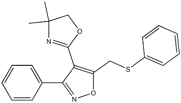 3-Phenyl-4-(4,4-dimethyl-2-oxazolin-2-yl)-5-[(phenylthio)methyl]isoxazole 结构式