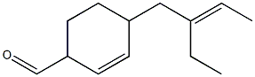 1-(2-Ethylbut-2-enyl)-4-formylcyclohexan-2-ene 结构式