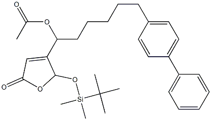 Acetic acid 1-[[2,5-dihydro-5-oxo-2-(tert-butyldimethylsiloxy)furan]-3-yl]-6-(biphenyl-4-yl)hexyl ester 结构式