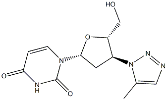 3'-(5-Methyl-1H-1,2,3-triazol-1-yl)-2',3'-dideoxyuridine 结构式