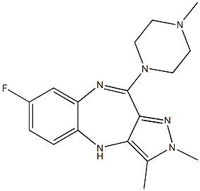 7-Fluoro-10-(4-methylpiperazin-1-yl)-2,3-dimethyl-2,4-dihydropyrazolo[4,3-b][1,5]benzodiazepine 结构式
