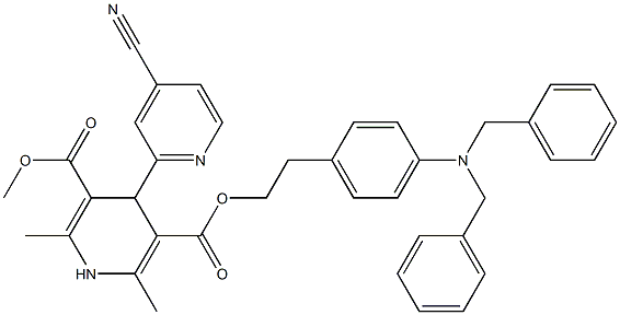 2,6-Dimethyl-4-(4-cyano-2-pyridyl)-1,4-dihydropyridine-3,5-dicarboxylic acid 3-methyl 5-[2-[4-dibenzylaminophenyl]ethyl] ester 结构式