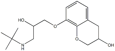 3,4-Dihydro-8-[2-hydroxy-3-[tert-butylamino]propoxy]-2H-1-benzopyran-3-ol 结构式