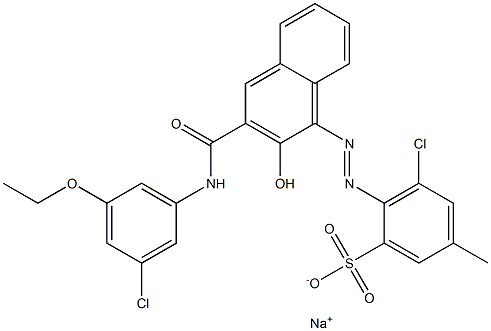 3-Chloro-5-methyl-2-[[3-[[(3-chloro-5-ethoxyphenyl)amino]carbonyl]-2-hydroxy-1-naphtyl]azo]benzenesulfonic acid sodium salt 结构式