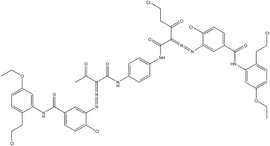 3,3'-[2-(Chloromethyl)-1,4-phenylenebis[iminocarbonyl(acetylmethylene)azo]]bis[N-[2-(2-chloroethyl)-5-ethoxyphenyl]-4-chlorobenzamide] 结构式