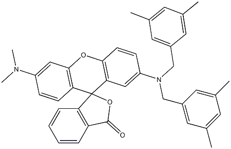 3'-(Dimethylamino)-7'-[bis(3,5-dimethylbenzyl)amino]spiro[isobenzofuran-1(3H),9'-[9H]xanthen]-3-one 结构式
