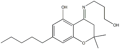 3,4-Dihydro-2,2-dimethyl-4-[3-hydroxypropylimino]-7-pentyl-2H-1-benzopyran-5-ol 结构式
