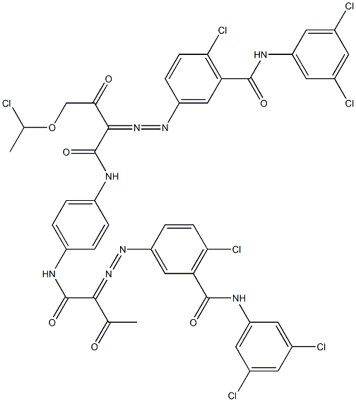 3,3'-[2-[(1-Chloroethyl)oxy]-1,4-phenylenebis[iminocarbonyl(acetylmethylene)azo]]bis[N-(3,5-dichlorophenyl)-6-chlorobenzamide] 结构式