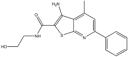 3-Amino-N-(2-hydroxyethyl)-4-methyl-6-phenylthieno[2,3-b]pyridine-2-carboxamide 结构式