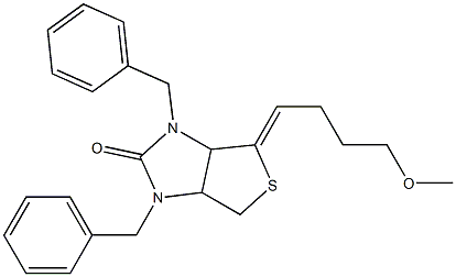 2,4-Dibenzyl-6-(4-methoxybutylidene)-7-thia-2,4-diazabicyclo[3.3.0]octan-3-one 结构式