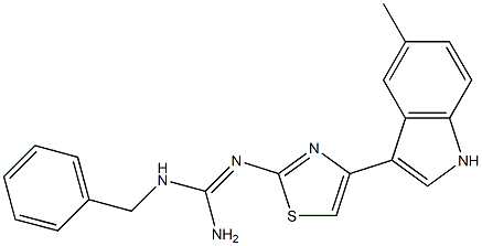 1-Benzyl-2-[4-(5-methyl-1H-indole-3-yl)-2-thiazolyl]guanidine 结构式