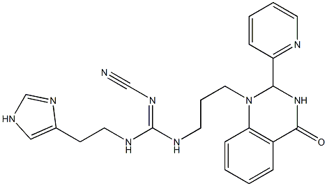 1-[3-[2-Cyano-3-[2-(1H-imidazol-4-yl)ethyl]guanidino]propyl]-2-(2-pyridinyl)-1,2-dihydroquinazolin-4(3H)-one 结构式