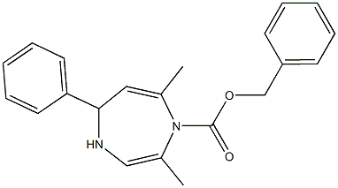 2,7-Dimethyl-5-phenyl-4,5-dihydro-1H-1,4-diazepine-1-carboxylic acid benzyl ester 结构式
