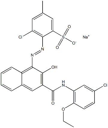 3-Chloro-5-methyl-2-[[3-[[(3-chloro-6-ethoxyphenyl)amino]carbonyl]-2-hydroxy-1-naphtyl]azo]benzenesulfonic acid sodium salt 结构式