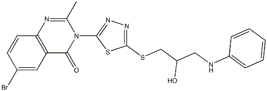 6-Bromo-2-methyl-3-[5-[[3-anilino-2-hydroxypropyl]thio]-1,3,4-thiadiazol-2-yl]quinazolin-4(3H)-one 结构式