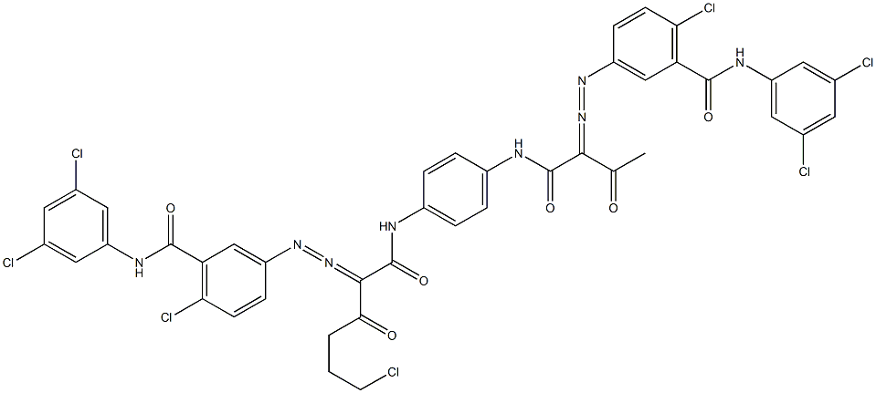 3,3'-[2-(2-Chloroethyl)-1,4-phenylenebis[iminocarbonyl(acetylmethylene)azo]]bis[N-(3,5-dichlorophenyl)-6-chlorobenzamide] 结构式