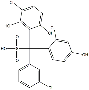 (3-Chlorophenyl)(2-chloro-4-hydroxyphenyl)(2,5-dichloro-6-hydroxyphenyl)methanesulfonic acid 结构式