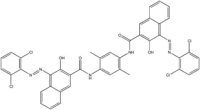 1,4-Bis[1-[(2,6-dichlorophenyl)azo]-2-hydroxy-3-naphtylcarbonylamino]-2,5-dimethylbenzene 结构式