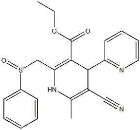 5-Cyano-1,4-dihydro-6-methyl-2-[phenylsulfinylmethyl]-4-(2-pyridinyl)pyridine-3-carboxylic acid ethyl ester 结构式