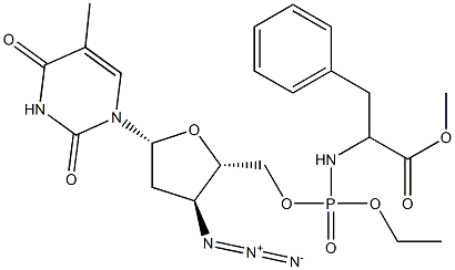 3'-Azido-3'-deoxythymidine-5'-[[[1-benzyl-2-methoxy-2-oxoethyl]amino]phosphonic acid ethyl] ester 结构式