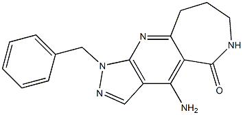 4-Amino-1-benzyl-6,7,8,9-tetrahydro-1,2,6,10-tetraazacyclohept[f]inden-5(1H)-one 结构式
