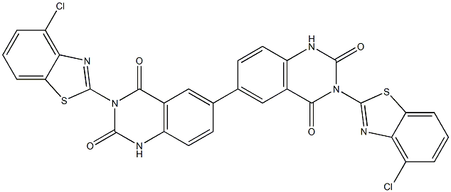3,3'-Bis(4-chlorobenzothiazol-2-yl)[6,6'-biquinazoline]-2,2',4,4'(1H,1'H,3H,3'H)-tetrone 结构式