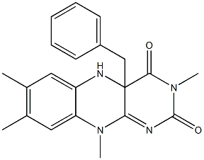 4a-Benzyl-5,10-dihydro-3,7,8,10-tetramethylbenzo[g]pteridine-2,4(3H,4aH)-dione 结构式