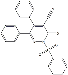 2,3-Dihydro-2-(phenylsulfonyl)-3-oxo-5,6-diphenylpyridazine-4-carbonitrile 结构式