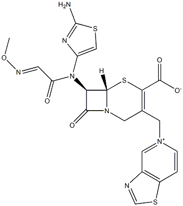 (7R)-7-[(2-Amino-4-thiazolyl)(methoxyimino)acetylamino]-3-[[(thiazolo[4,5-c]pyridin-5-ium)-5-yl]methyl]cepham-3-ene-4-carboxylic acid 结构式